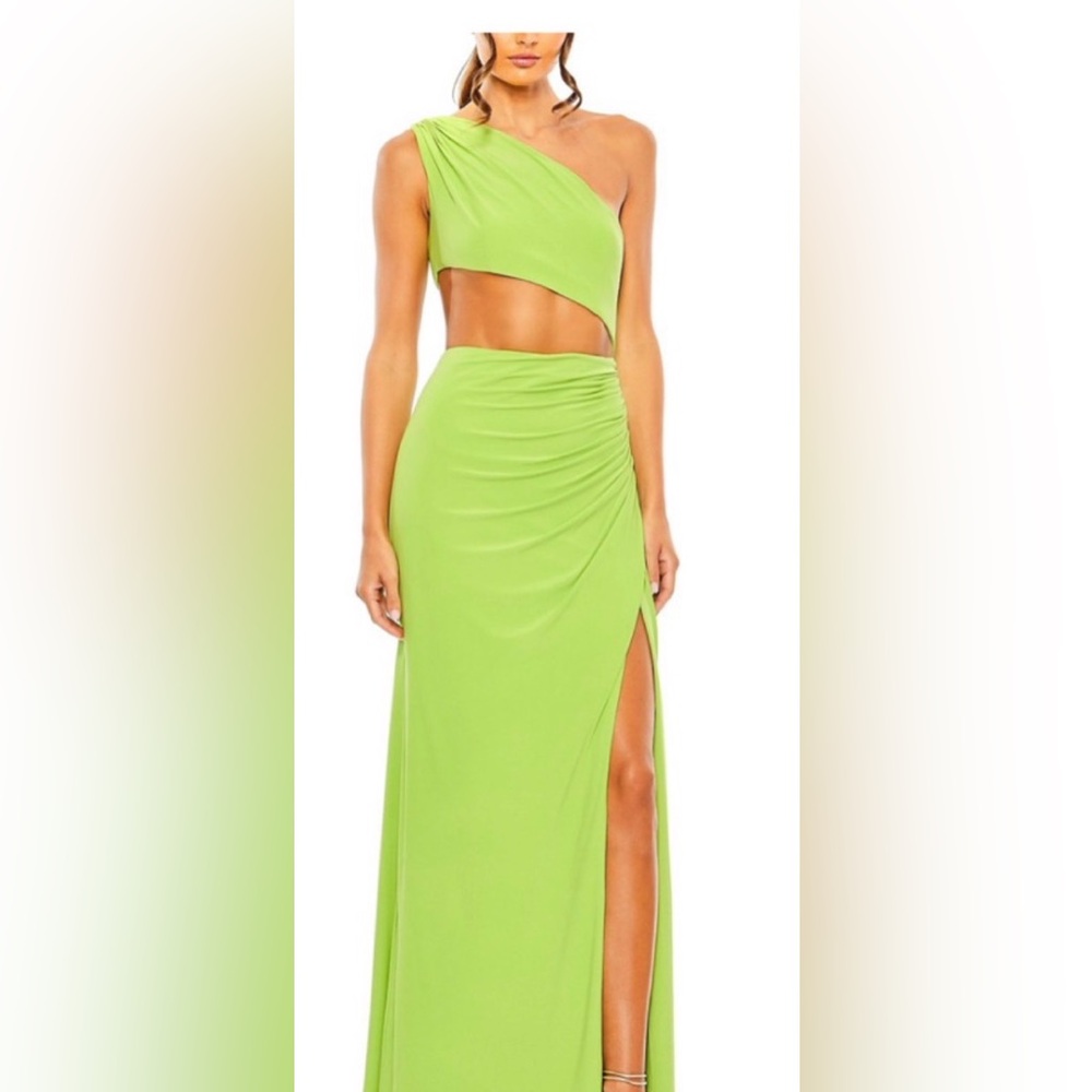 Mac Duggal One-Shoulder Lime Green Two-Piece Evening Gown